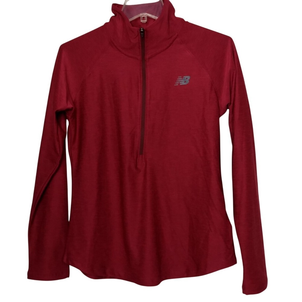 New Balance Sport Space Dye Half Zip Women's S Heathered Garnet‎ Red NB Dry NEW